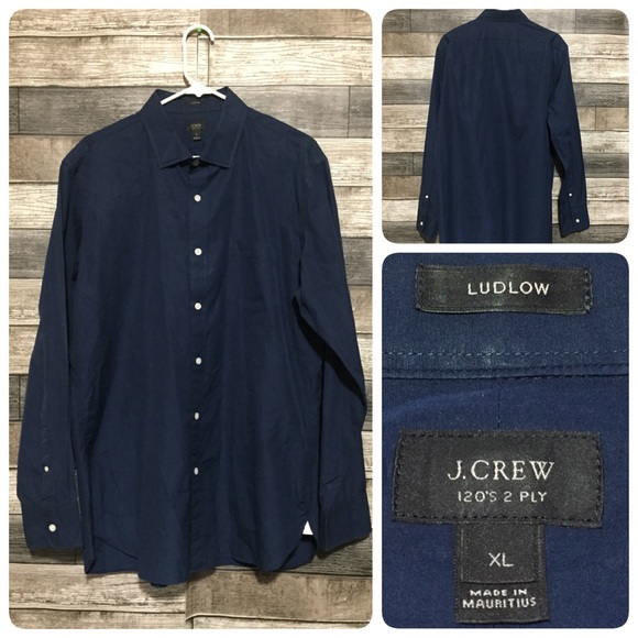 J. Crew Other - J Crew Ludlow 120’s 2 Ply Button Up Shirt Men’s XL Navy Blue Lightweight (Read)